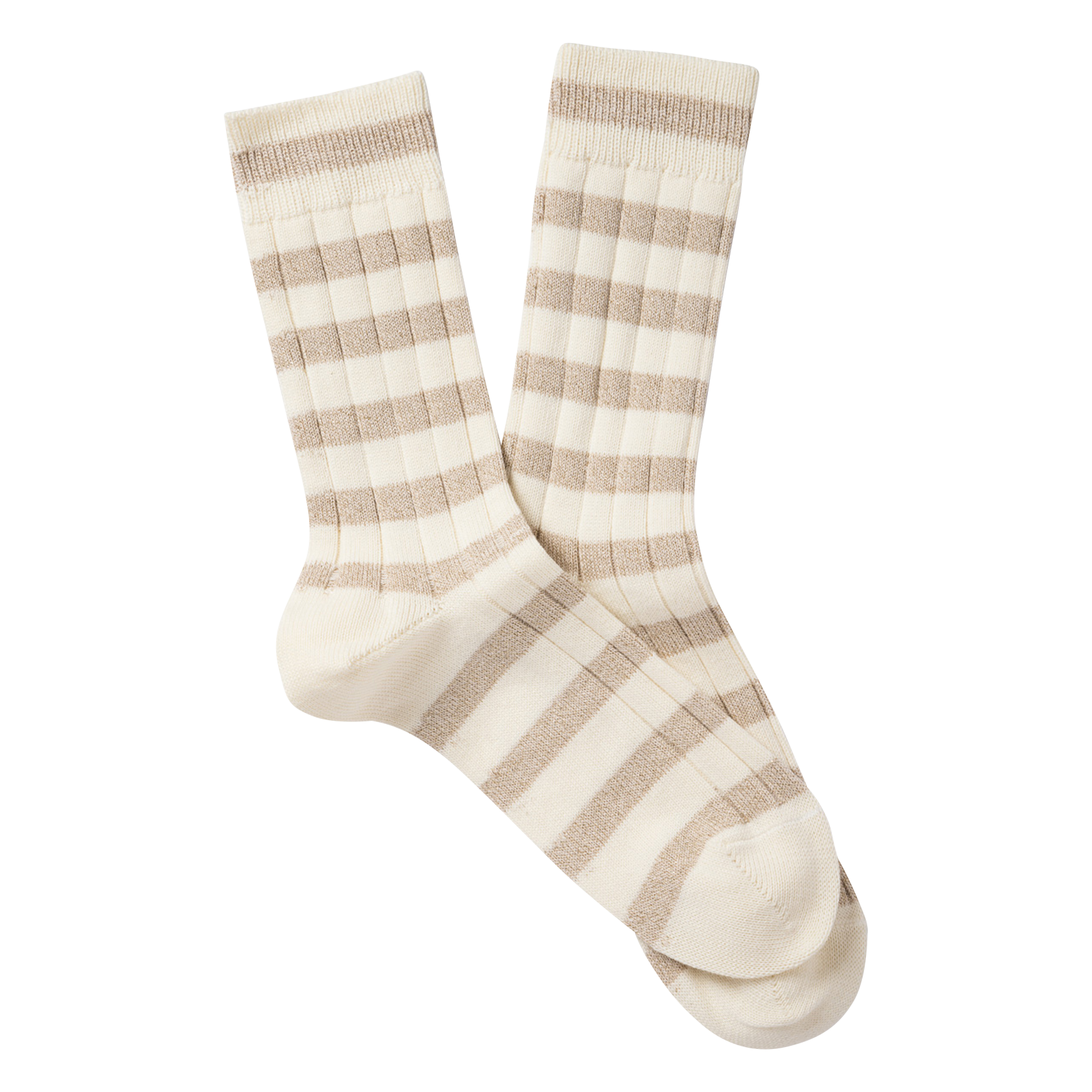 MISIA - Chaussettes rayées en coton mélangé | Blanc
