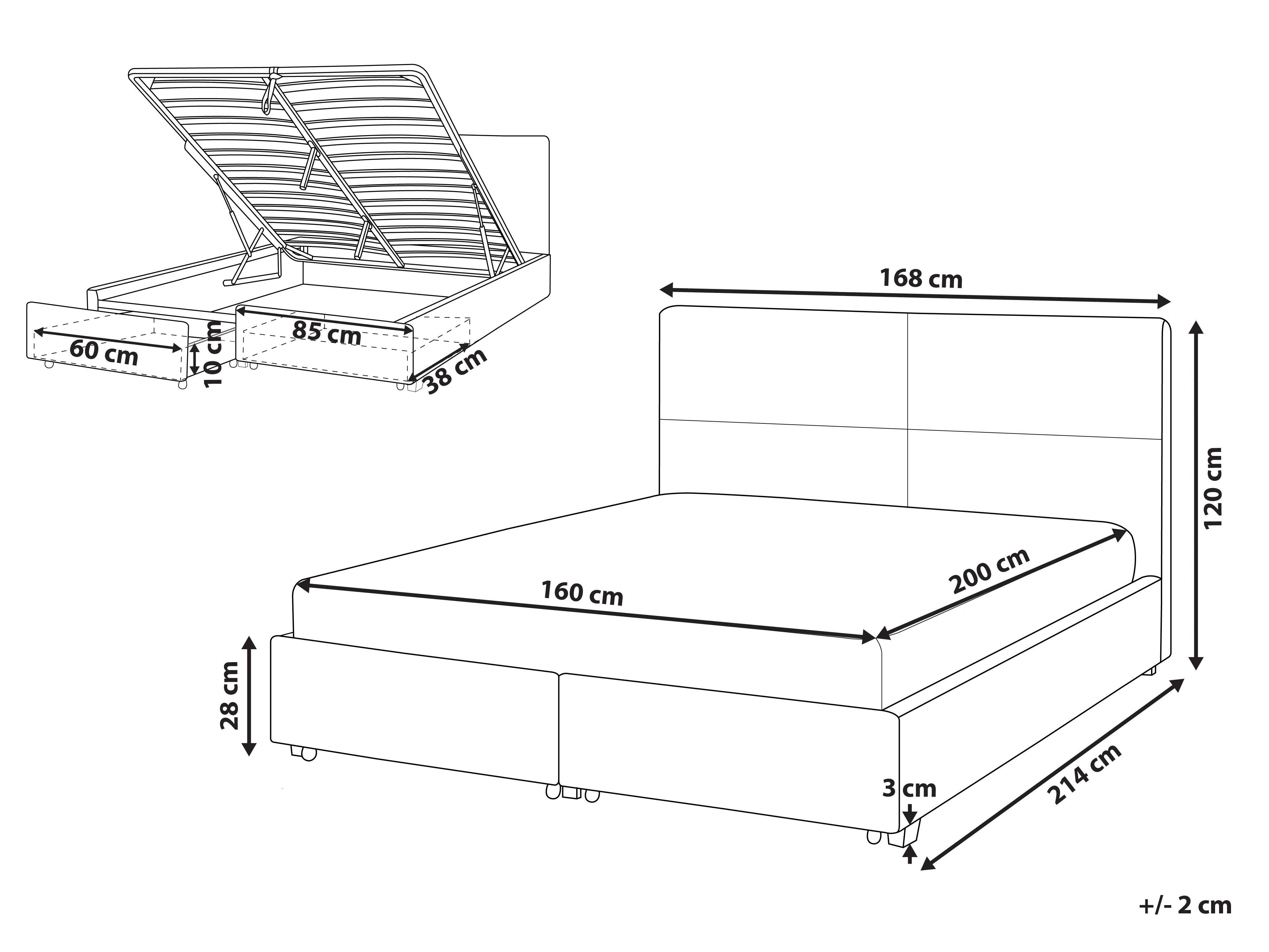 Bed met opbergruimte Fluweel VERNOYES 160 x 200 cm Lichtgrijs