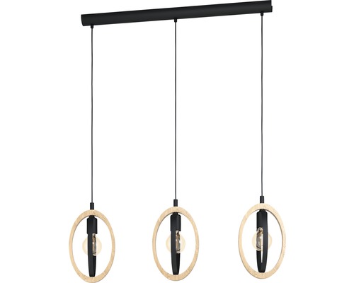 Hanglamp, 3-lichts, HxL 110x78 cm, zwart/bruin
