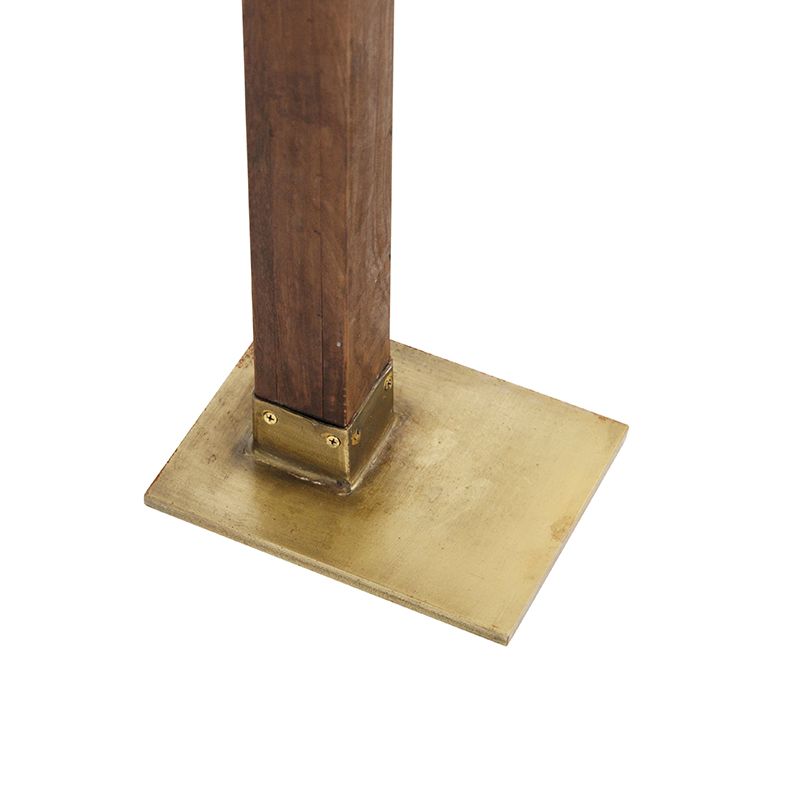 Industriele vloerlamp brons met mango hout - Mangoes