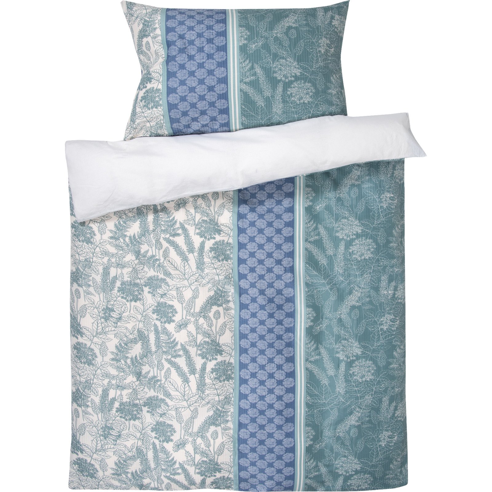Bettwäsche Micro Seersucker mit Blumenmuster mint 200x210 2x65x65 Bettanzug Fra