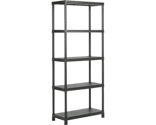 Zwarte kunststof plank, 187x80x40 cm, 5 planken, draagvermogen 250 kg