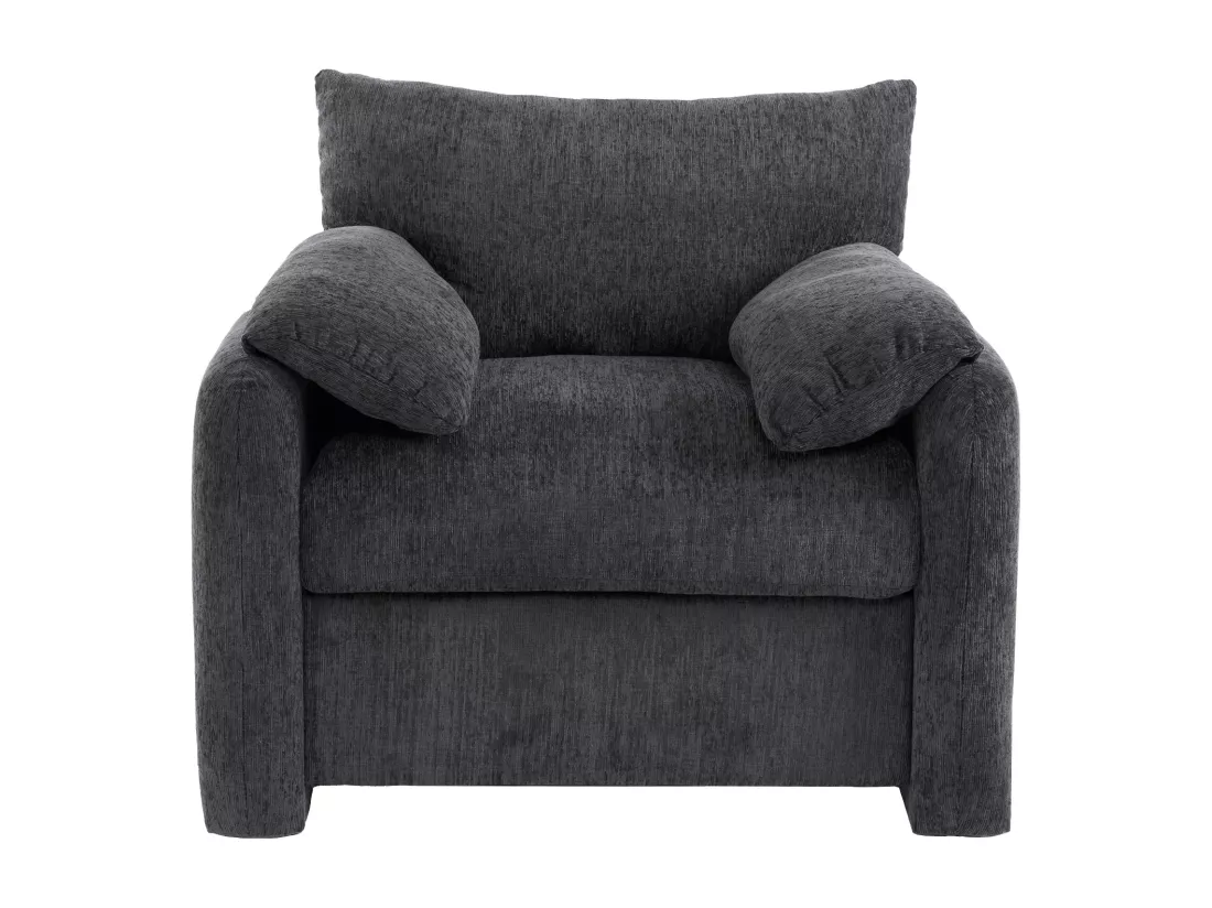 Fauteuil Moderne en Chenille, Canapé Décoratif de Grande Taille, Chaise de Salon et Chambre, Fauteuil Individuel, avec Coussins et Structure en Bois