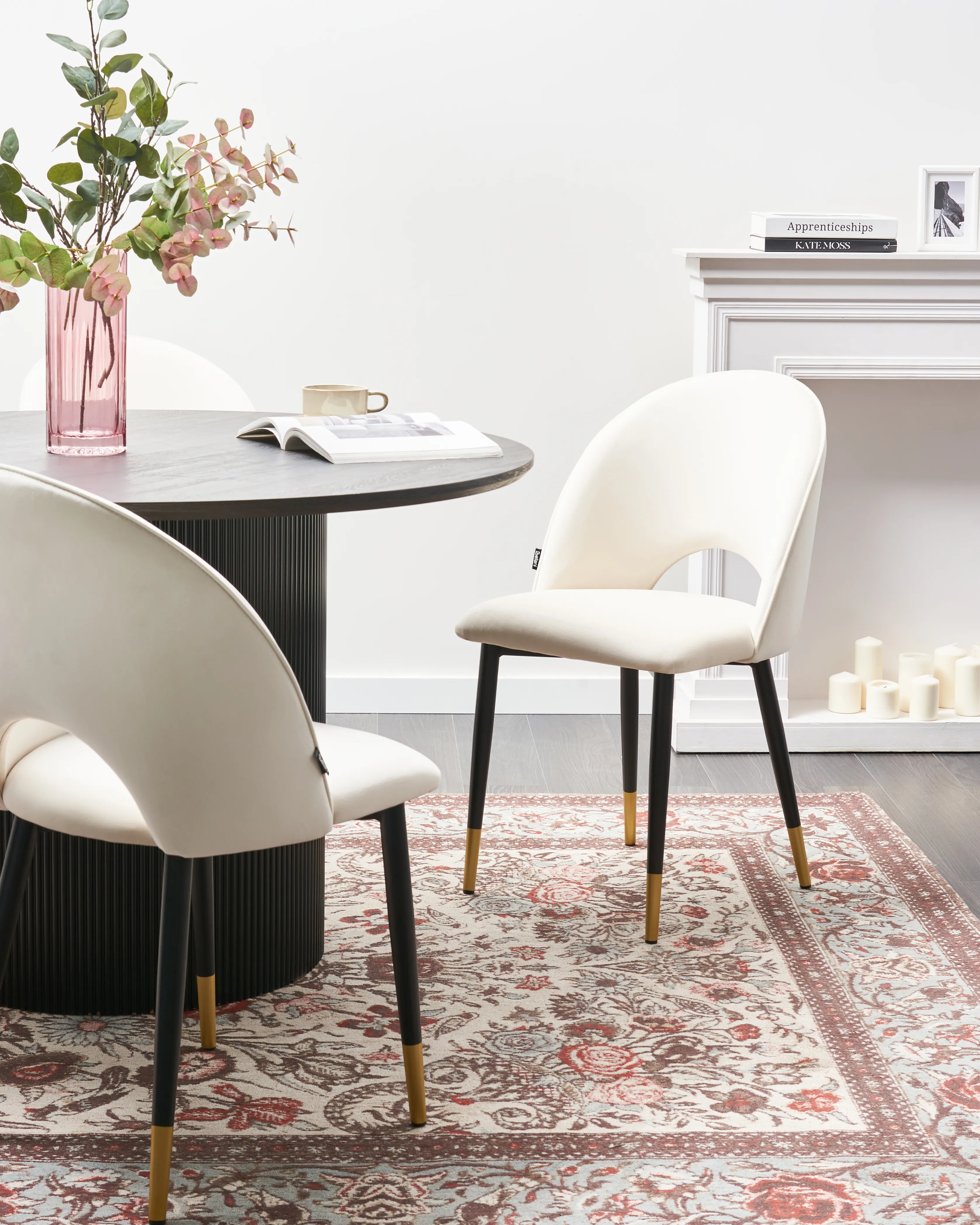 Set van 2 eetkamerstoelen MAGALIA Fluweel Lichtbeige