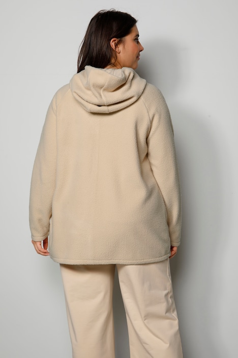 Fleece-Hoodiejacke, 2-Wege-Zipper, Kängurutasche, Langarm