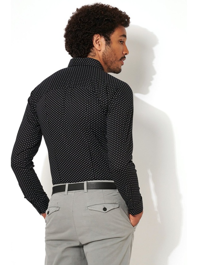 DESOTO Langarmhemd »Jerseyhemd Casual Kent langarm« Flexibler Stretch, mit Minimal Print, Kentkragen