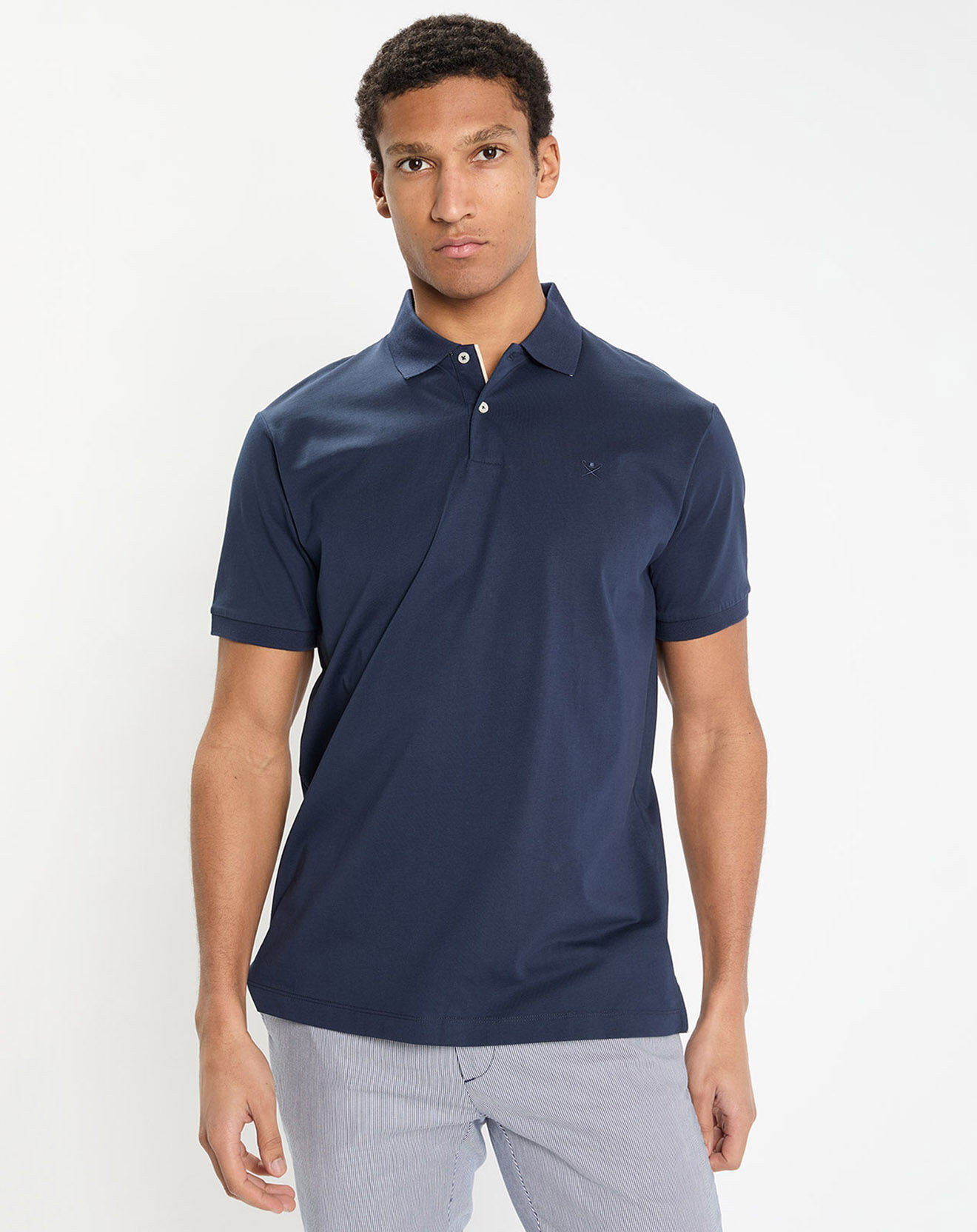 Hackett London Polo en Jersey Regular Fit uni Smart bleu marine