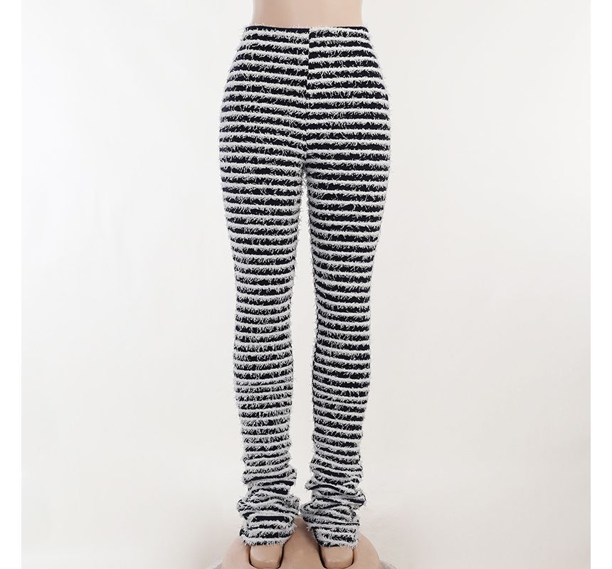 Eunostos - Gestreepte gebreide legging met hoge taille