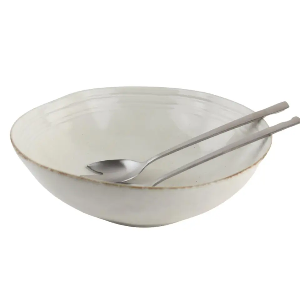 OTIX Saladeschaal Slakom Serveerschaal 24cm Beige Porselein LILY