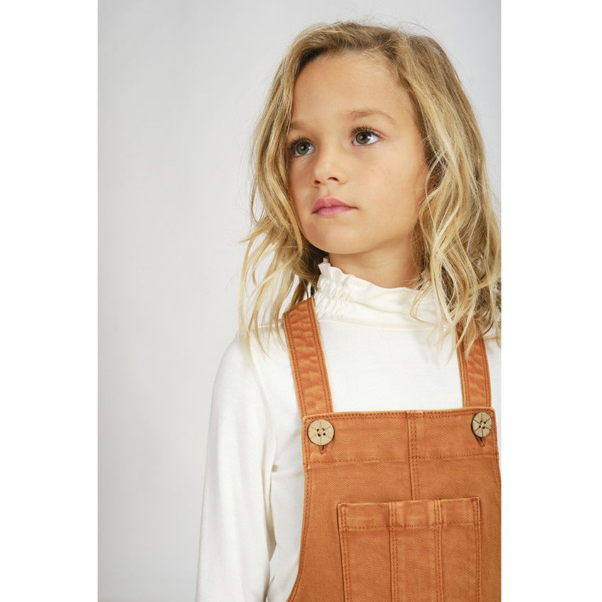 Robe salopette en denim pour fille - Jaune