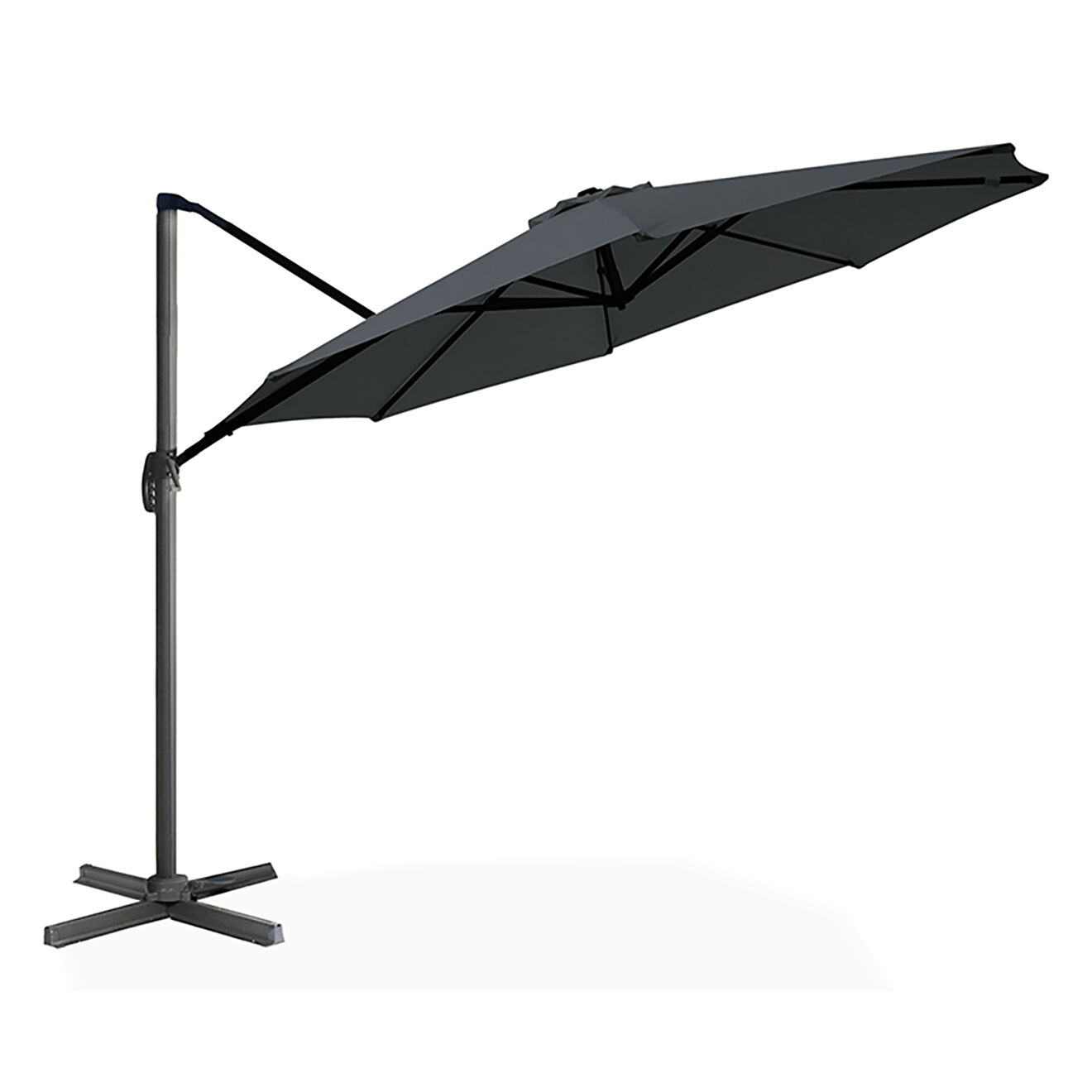 Inkazen Parasol 360° rond avec housse gris - 300x300x255 cm