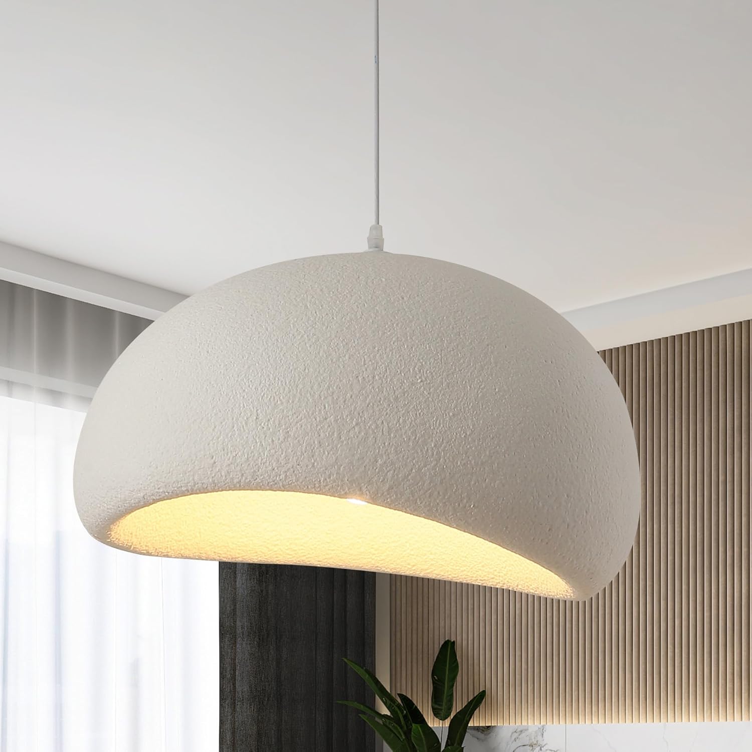 50Cm Moderne Pendelleuchte für Esszimmer E27 Weißer Shell Kronleuchter Wabi-Sabi Deckenlampe Japanische Wabi-Sabi Stil Vogelnest Form Beleuchtungsständer Für Kücheninsel Licht Flur Hängelampe