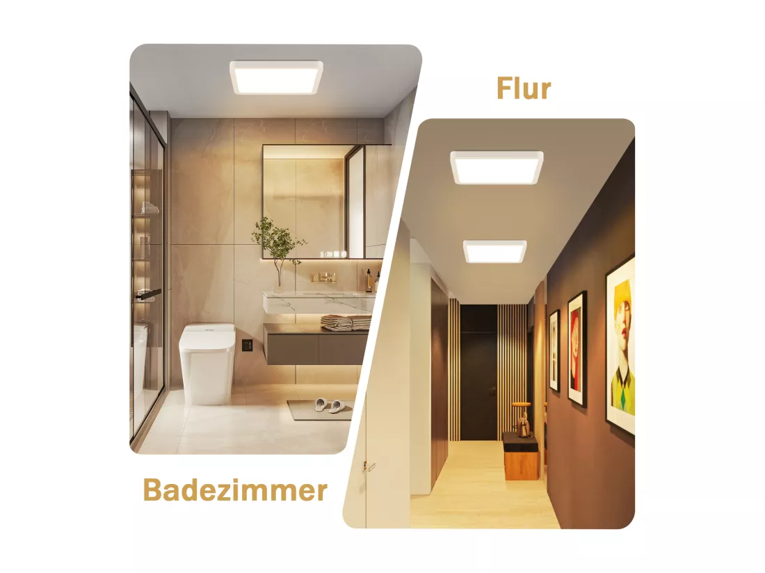 NETTLIFE Plafonnier LED plat 23CM 3000 18W carré chambre blanc LED intégré en permanence