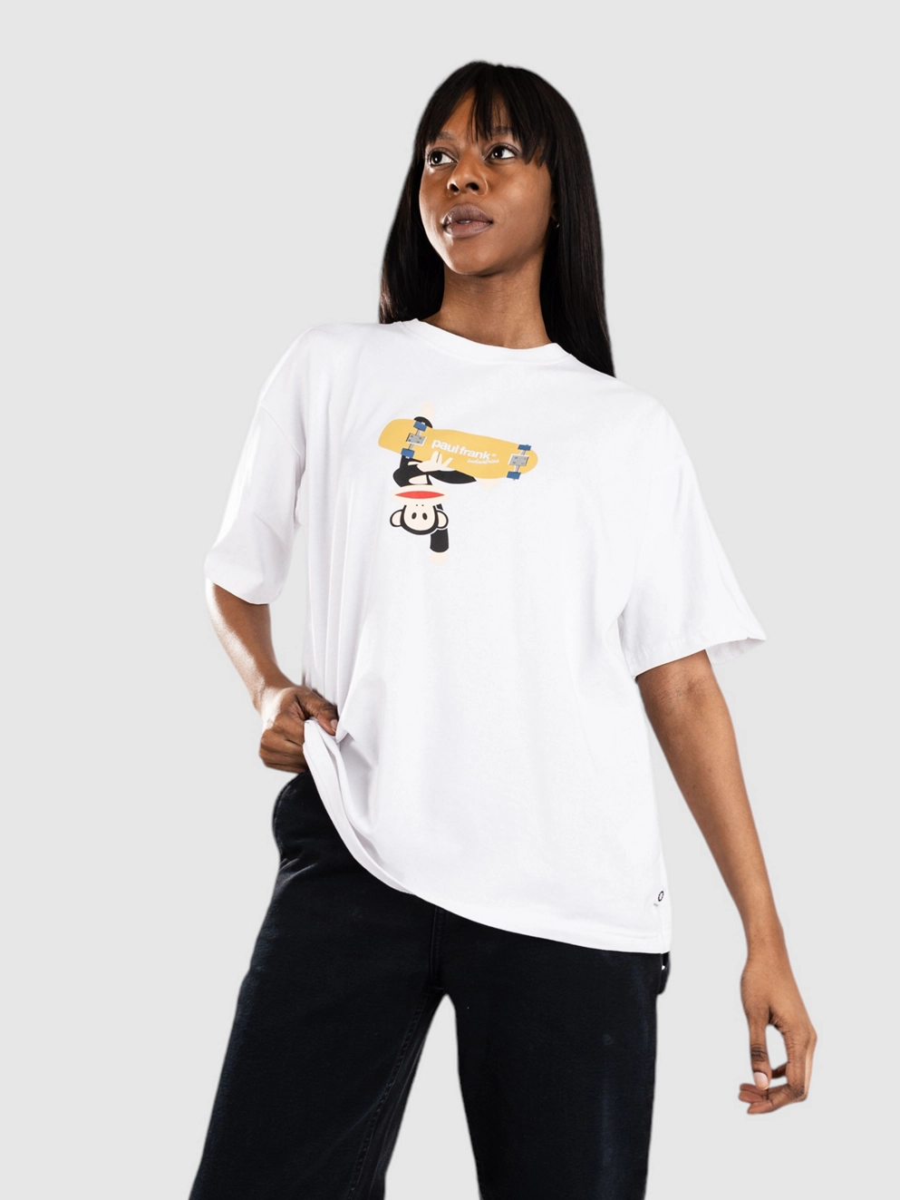 Daisy Street x Paul Frank Oversized Julius Skateboard Print T-Shirt white/multi