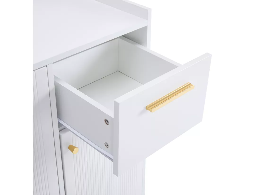 Meuble à chaussures - 2 tiroirs + 4 portes + compartiment ouvert - Blanc