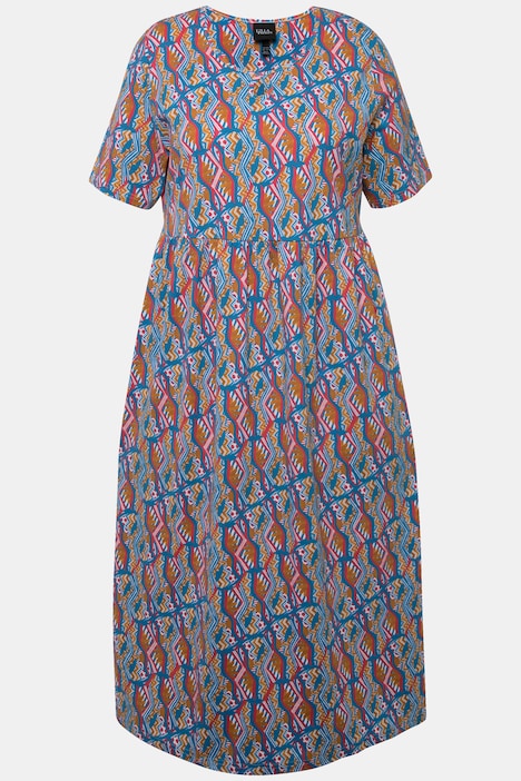Jersey-Maxikleid, A-Linie, Rundhals, Halbarm, Taschen