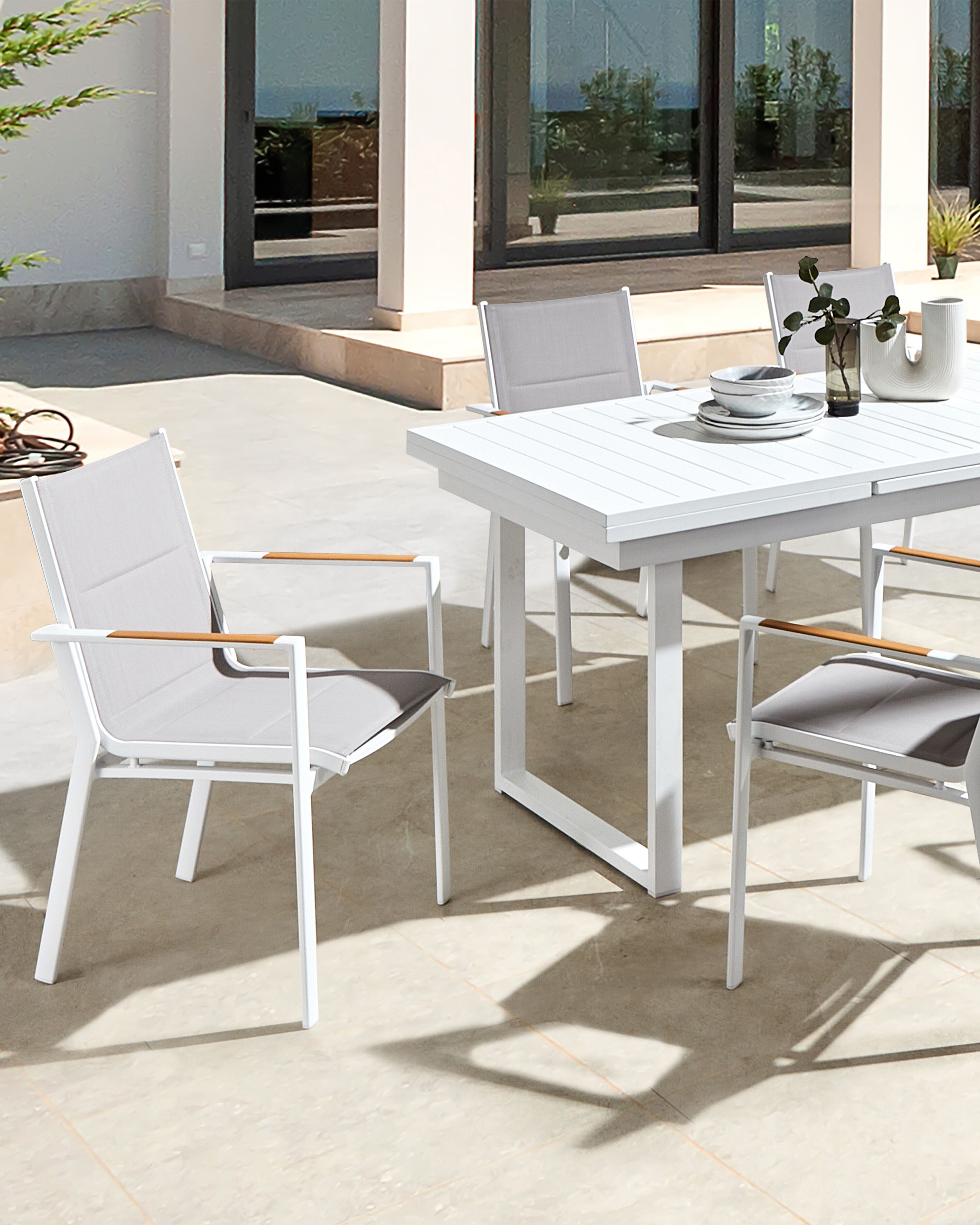 Set van 4 tuinstoelen BUSSETO Metaal Grijs
