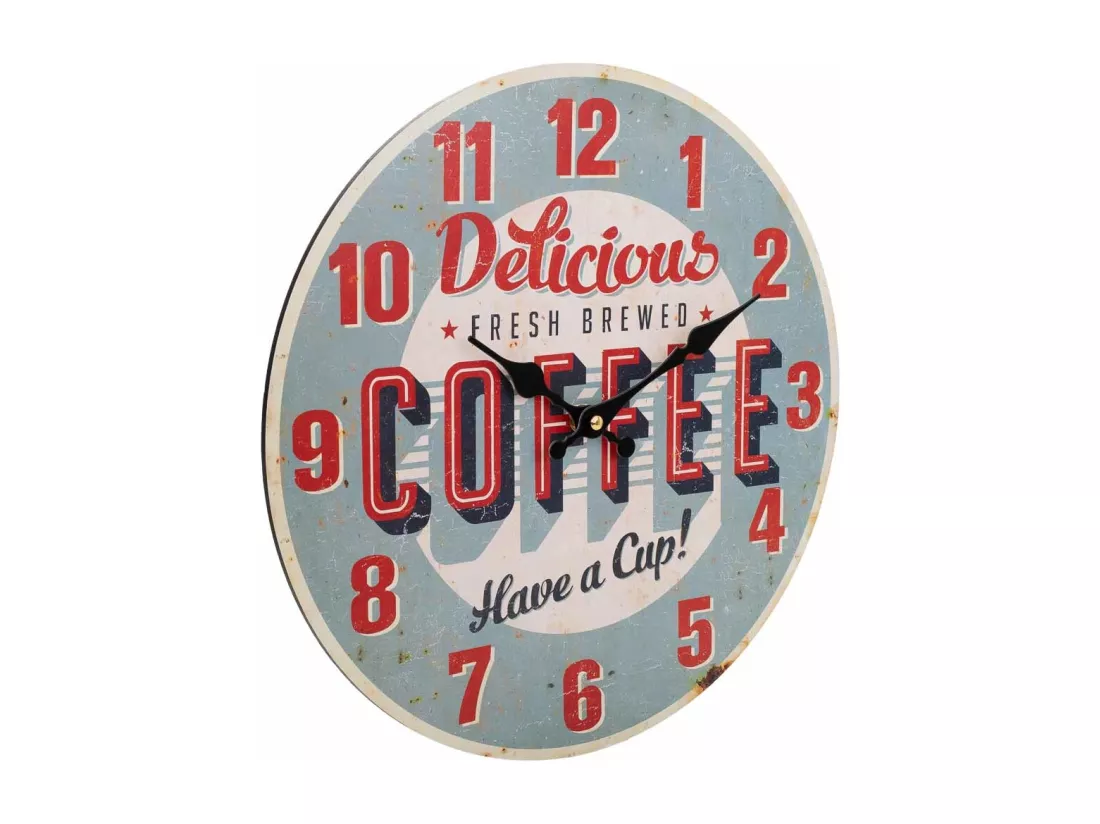 Horloge murale en bois bleu d34x2h