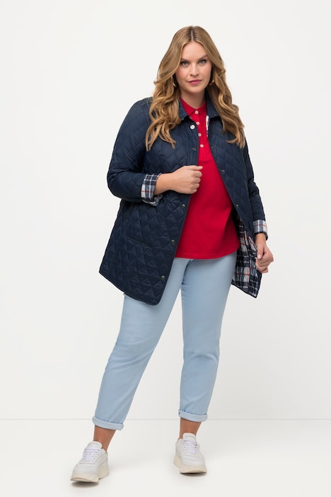 Steppjacke, Karofutter, Slim, Hemdkragen