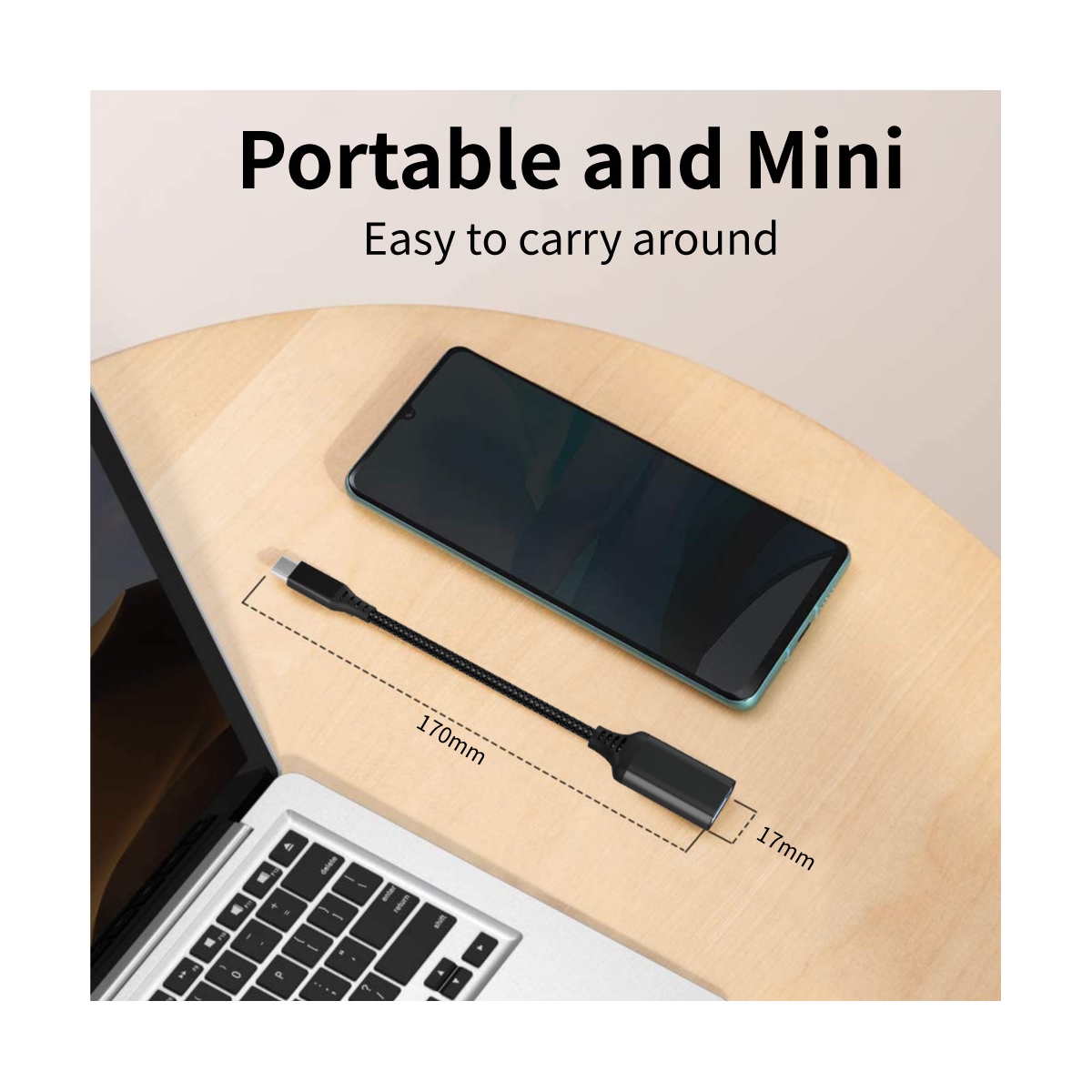 USB-C hann til USB 3.0 hunnadapter Sort 20 cm