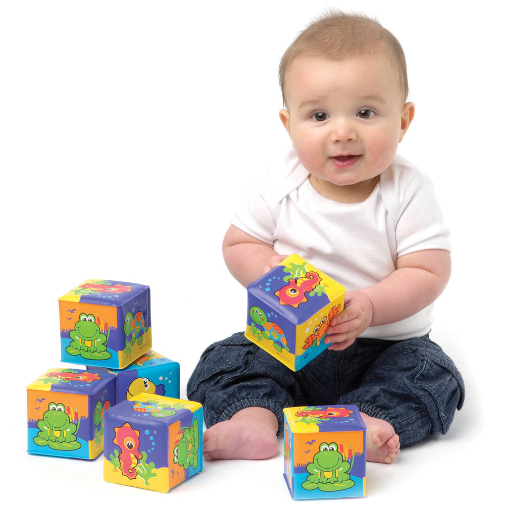 Playgro zachte blokken waterdieren - paars