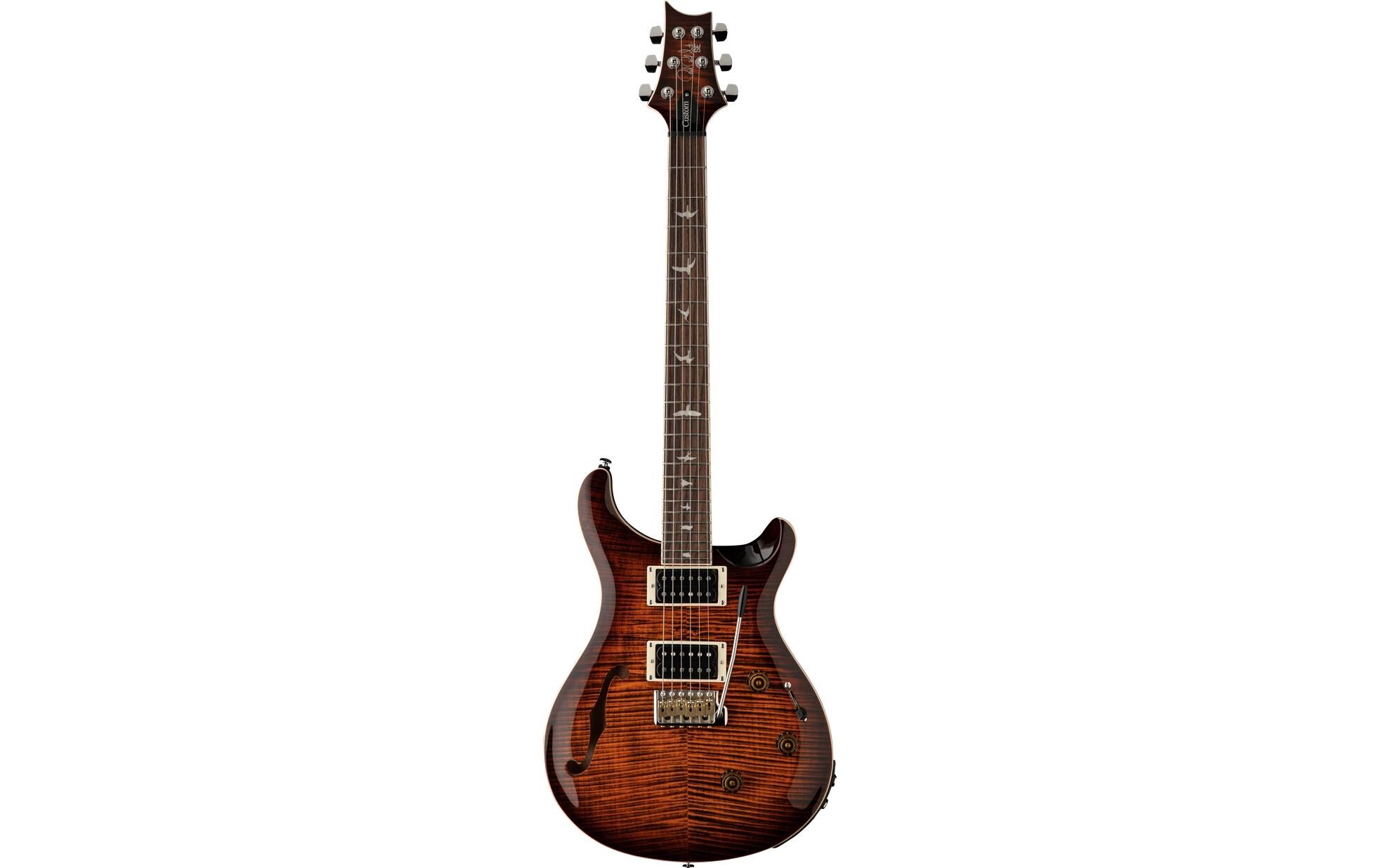 E-Gitarre SE Custom 24 Semi-Hollow Piezo Orange Tiger Burst<br>Semi-Hollow-Gitarre mit Piezo-System