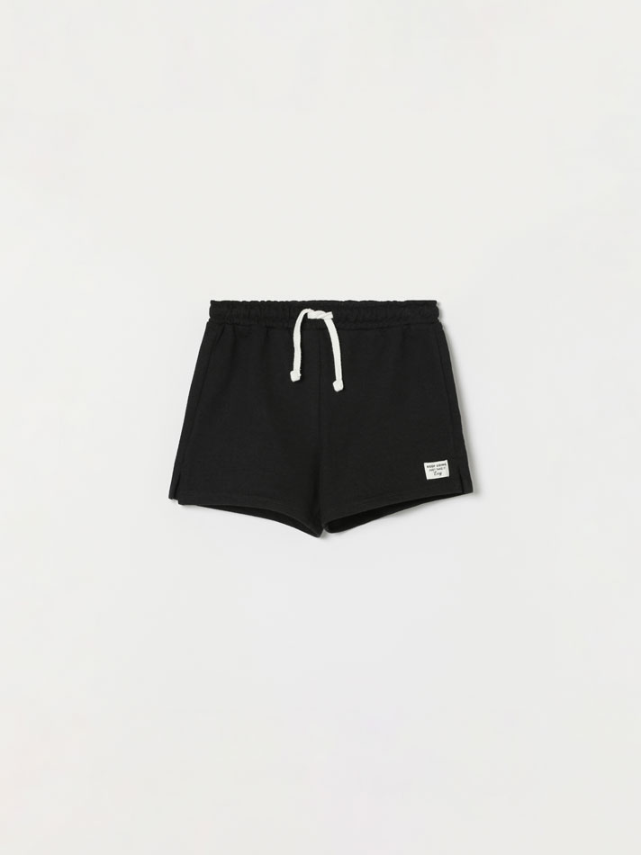 Conjunto de 2 shorts de lã polar lisos e básicos - Preto