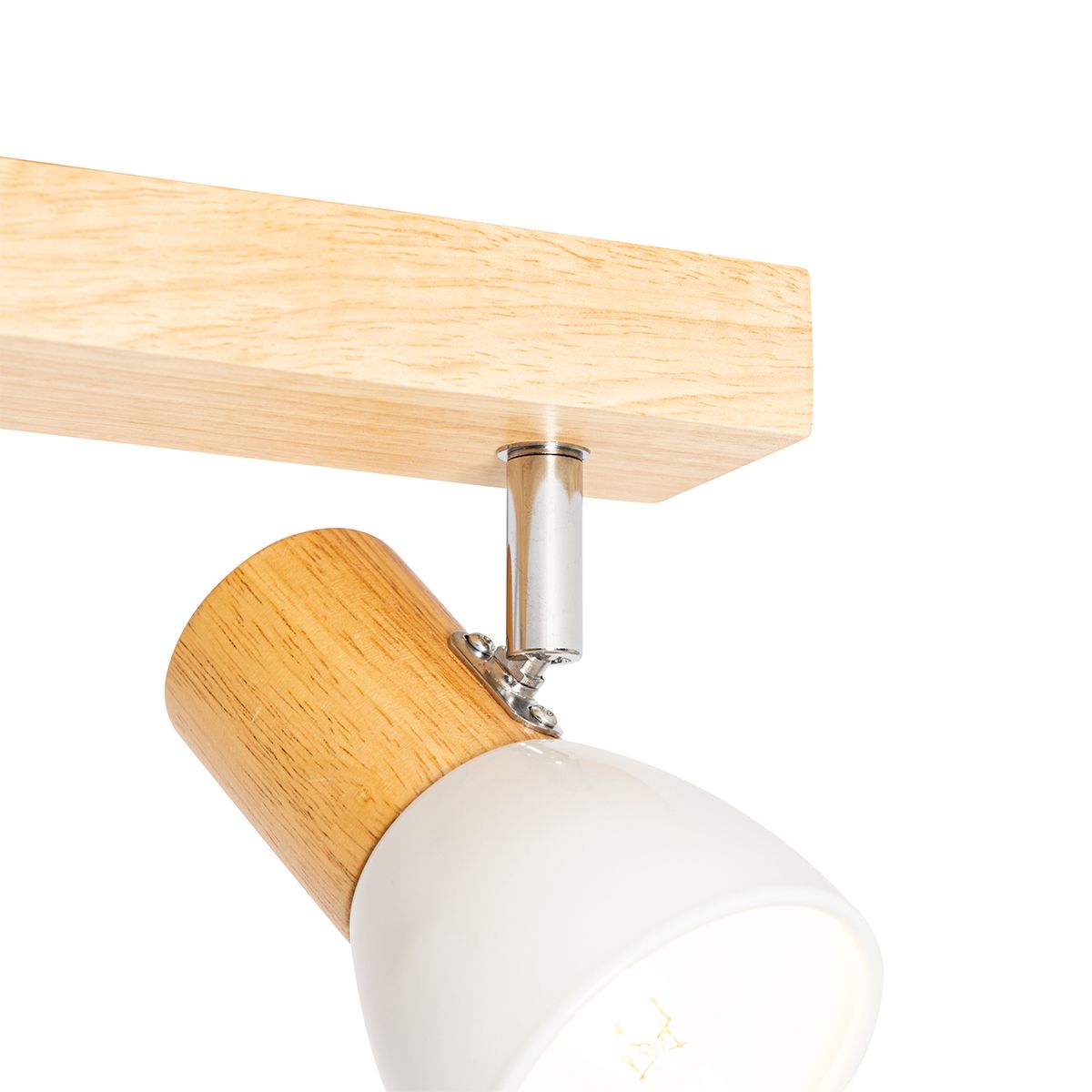 Plafondspot hout met wit verstelbaar 3-lichts - Thorin