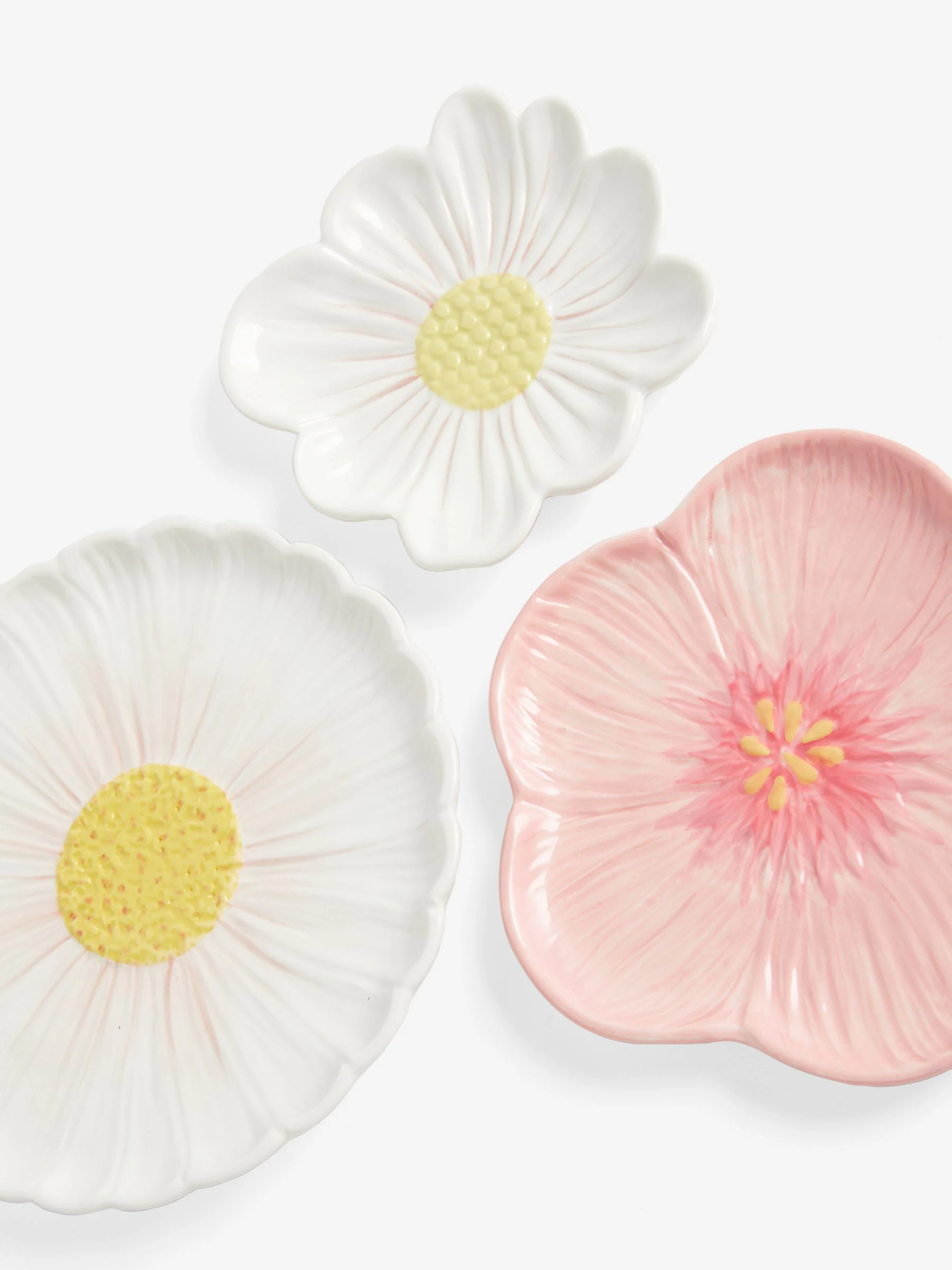 Set of 3 Ceramic Flower Wall Art