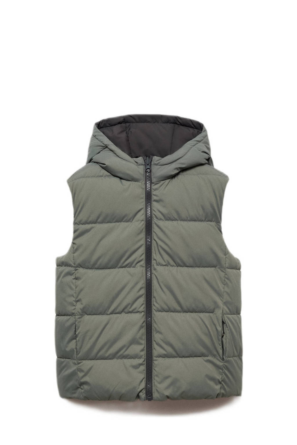 Mango Kids reversible bodywarmer grijsgroen/antraciet