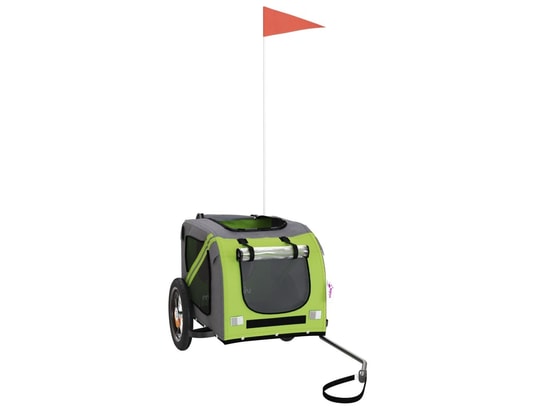 VIDAXL - Remorque de vélo pour chien vert et gris tissu oxford et fer