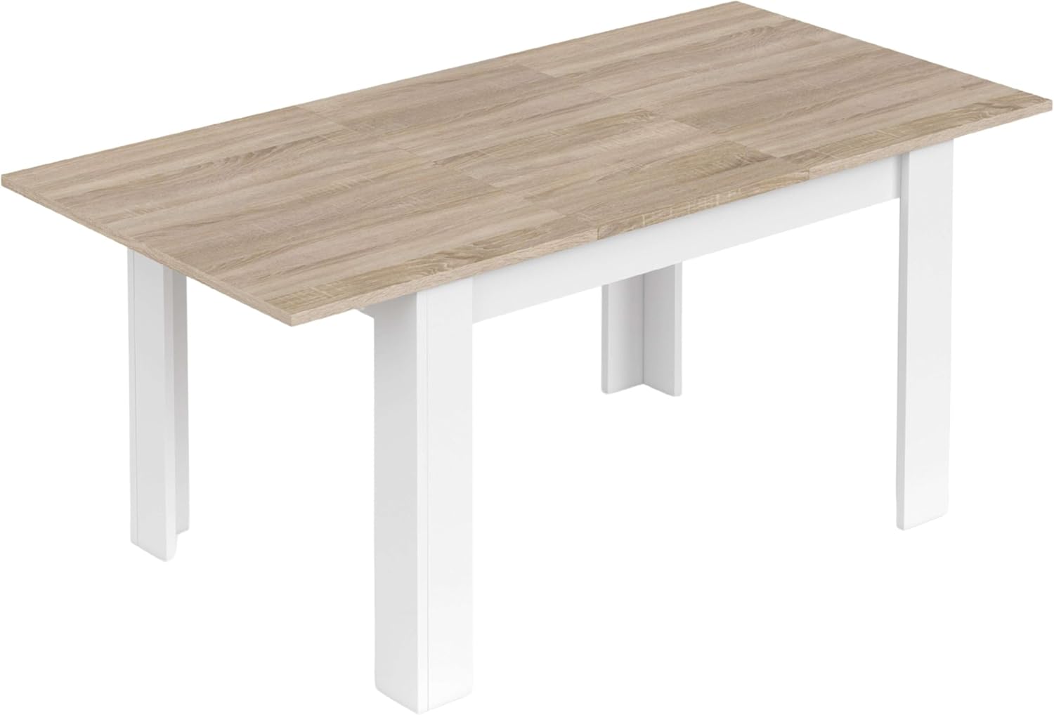 Habitdesign, ausziehbarer Esstisch, Wohnzimmer- oder Küchentisch, mit Platz für sechs Personen, Ausführung in Artik weiß und kanadischer Eiche, Maße: 140–190 x 78 x 90 cm (B x H x T), Modell Kendra
