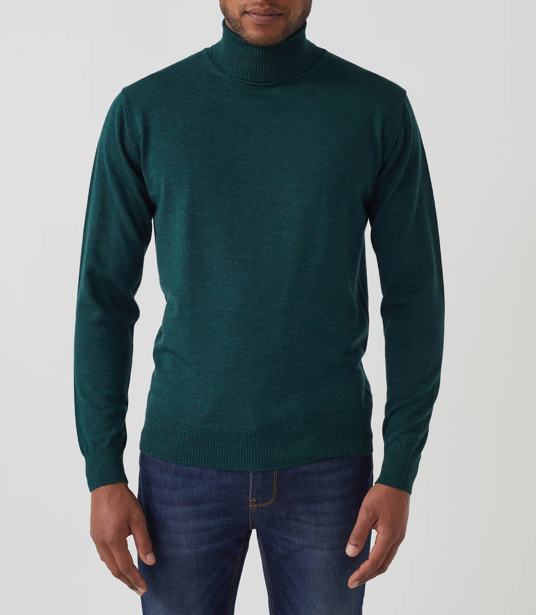 Pull col roulé vert 