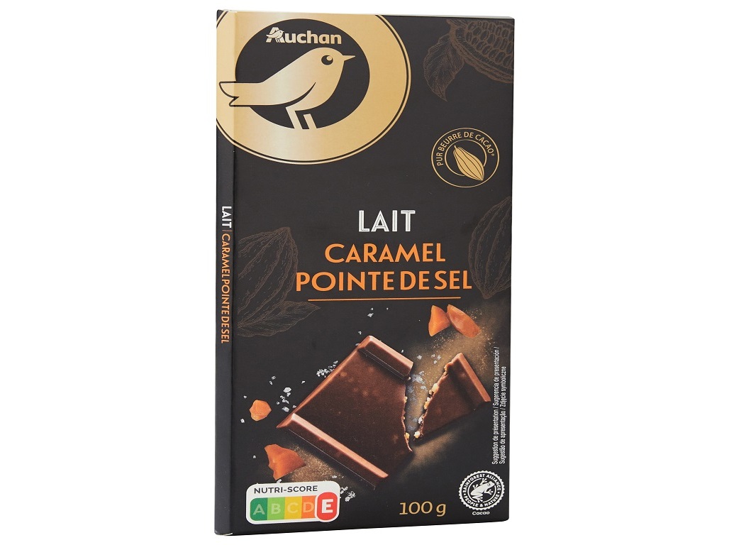 CHOCOLATE DE LEITE AUCHAN CARAMELO E SAL 100G