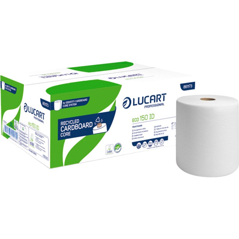 Rouleau d'essuie-mains Lucart ECO 150 Identity double épaisseur 150 m - Carton de 6