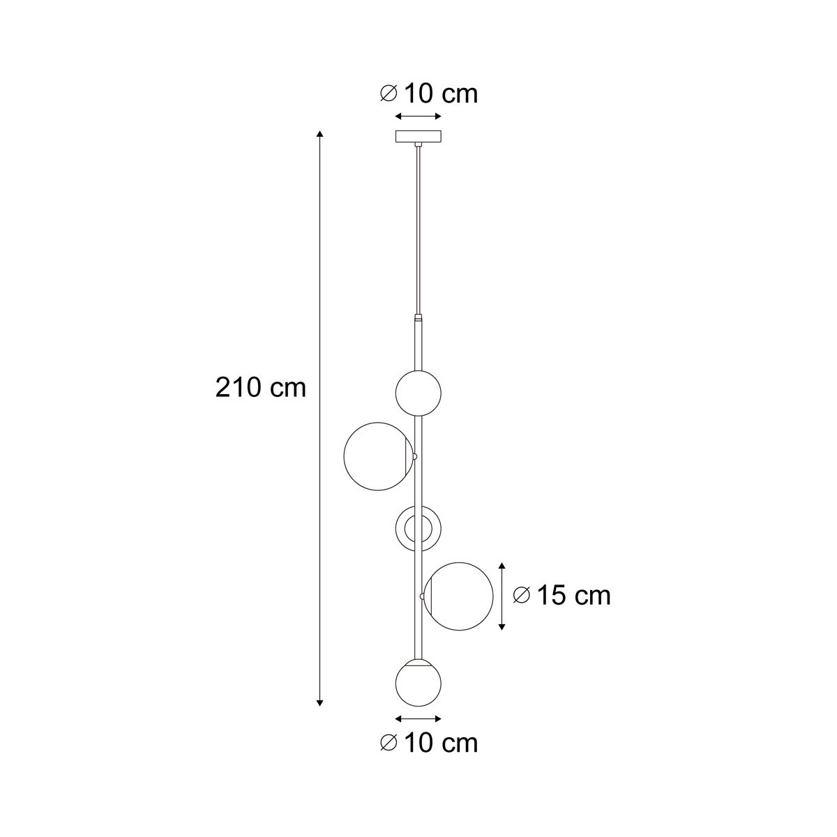 Design hanglamp zwart met mat glas 5-lichts - Vertical