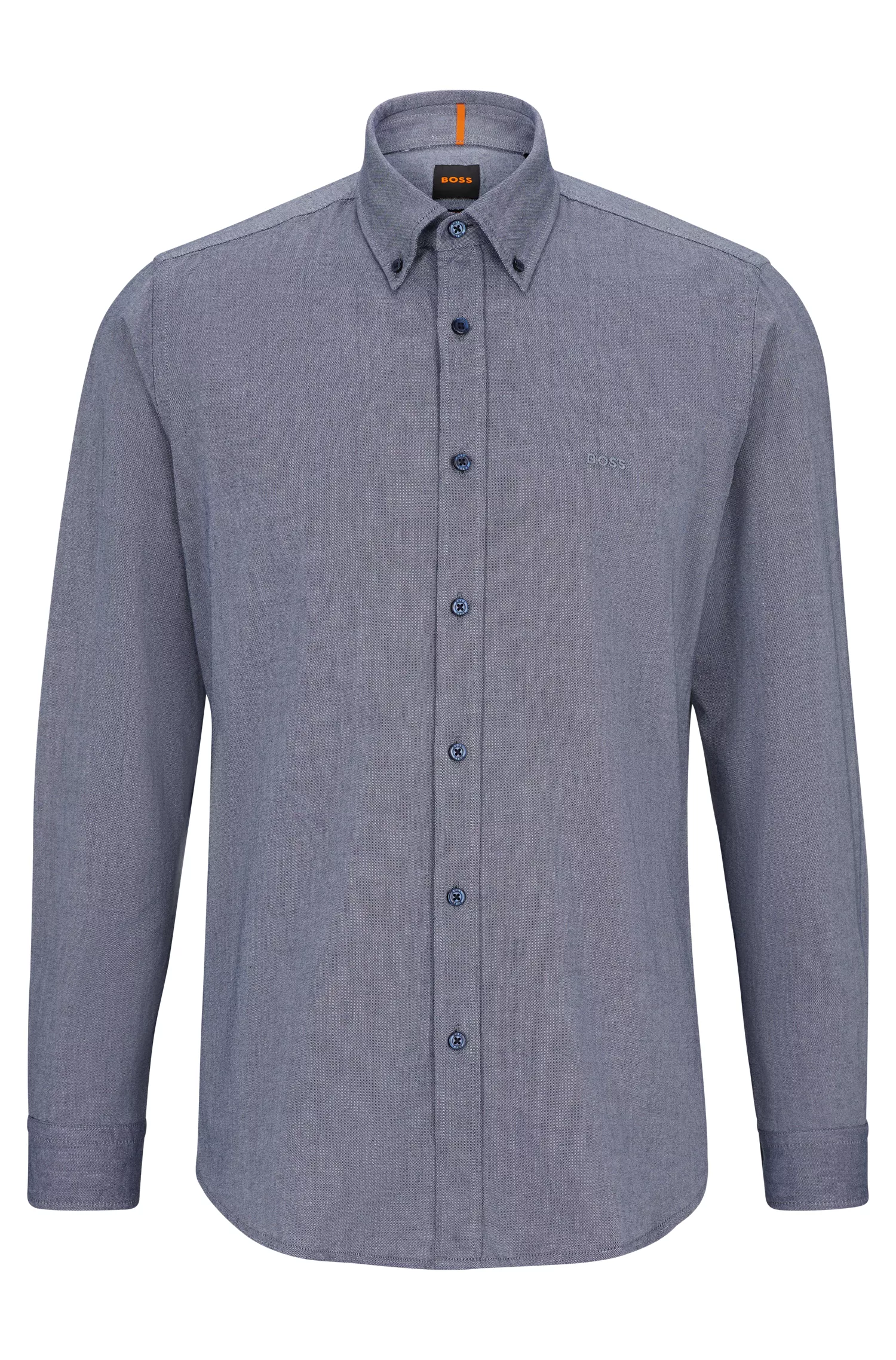 Camisa BOSS laranja, corte regular, em algodão Oxford orgânico.