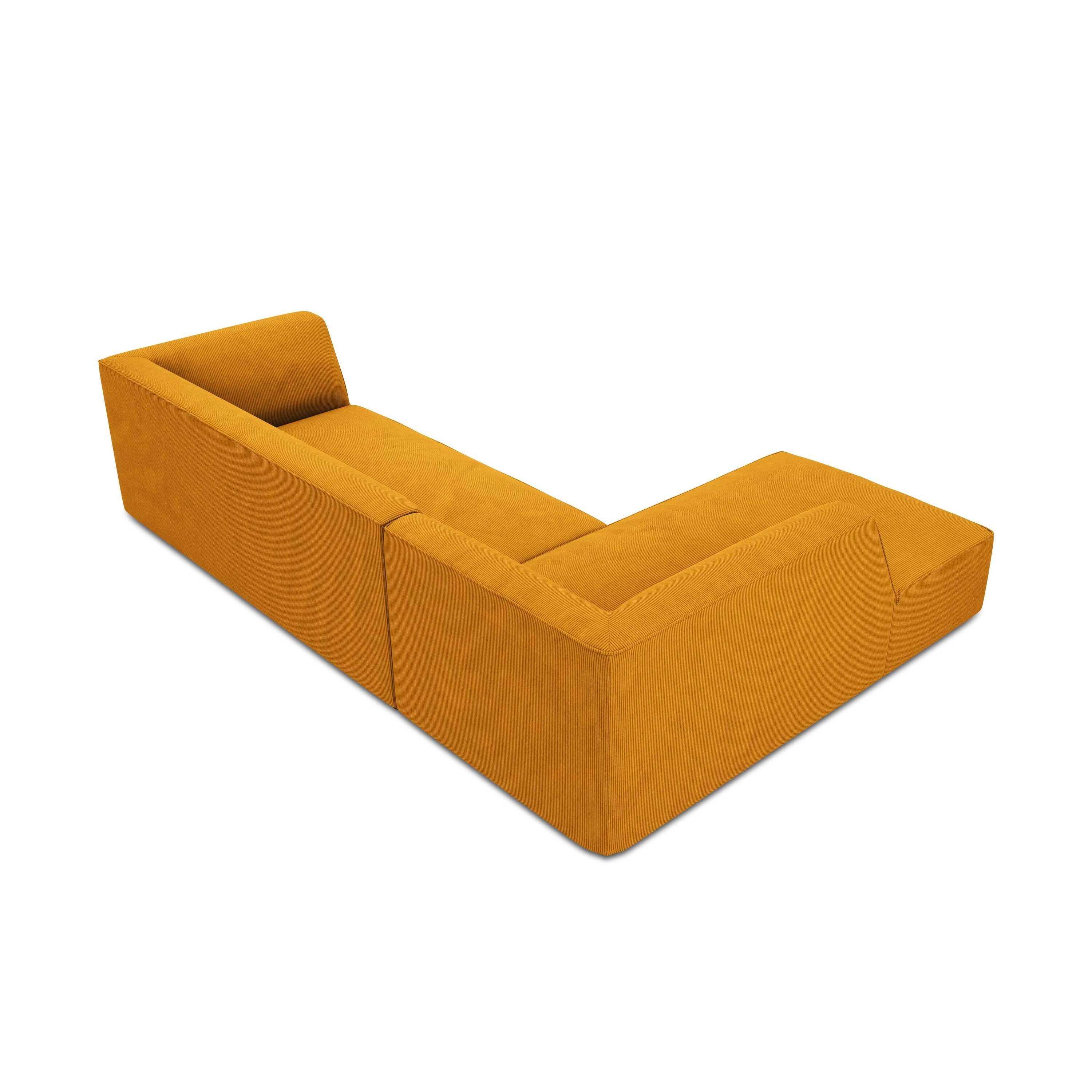 Windsor & Co Sao Hoekbank met Chaise Longue Links - 4-zits - Ribstof - Okergeel