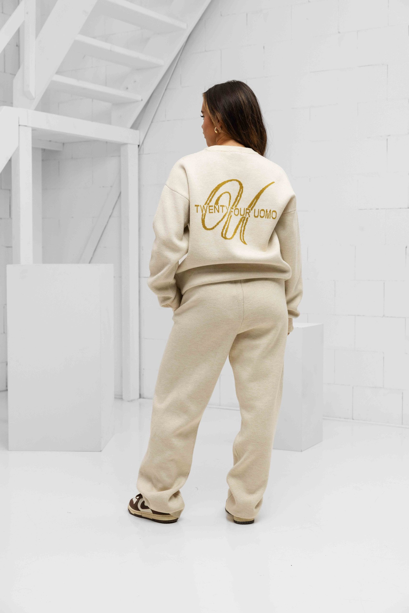 24 Uomo Knitted Trainingspak Dames Sand/Khaki