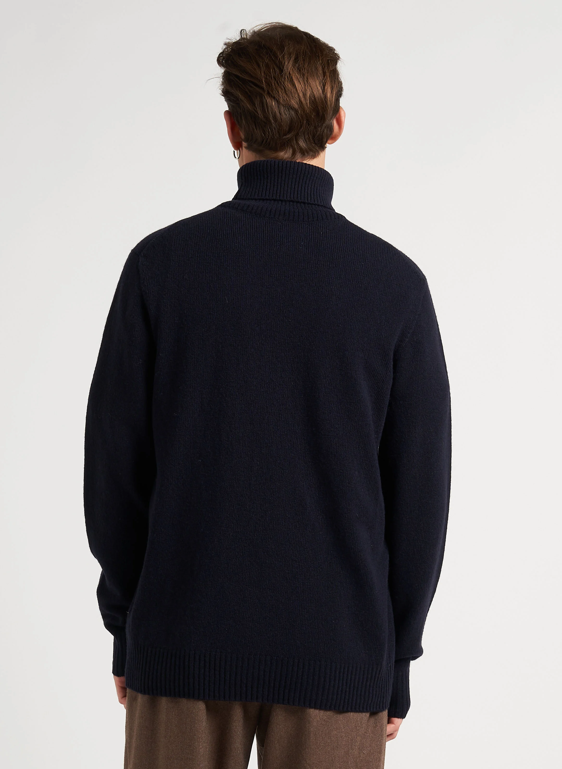 Pull col roulé droit en laine | Bleu