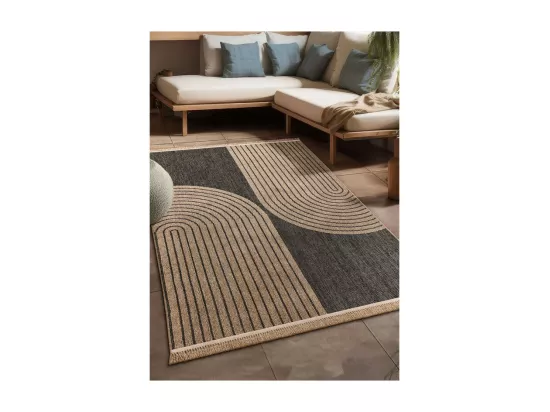 Tapis extérieur effet jute arc - CASSIS 93 Gris anthracite 200*290