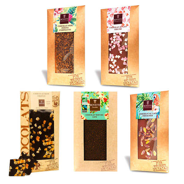 Assortiment découverte tablettes de chocolat Bovetti
