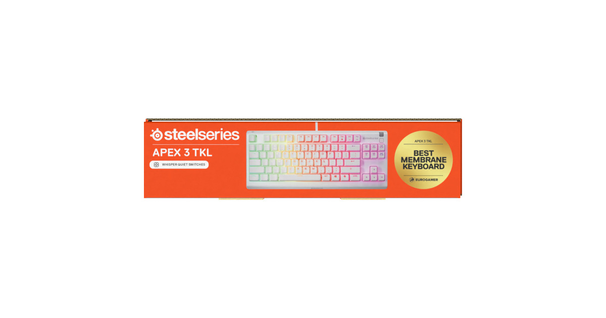 SteelSeriesApex 3 TKL, gaming toetsenbord  (Wit, US lay-out, SteelSeries Whisper-Quiet, RGB leds, TKL)