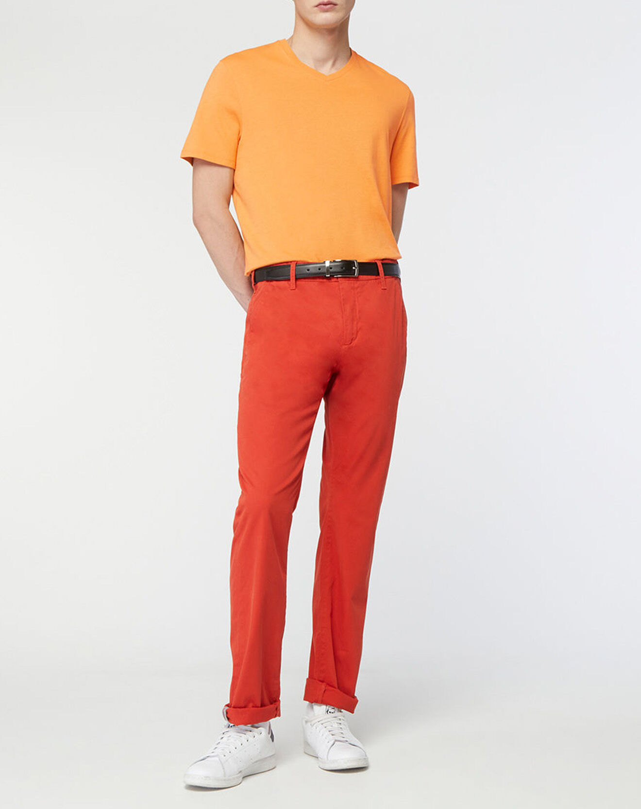 Galeries Lafayette T-Shirt en Coton bio Sishev col V orange
