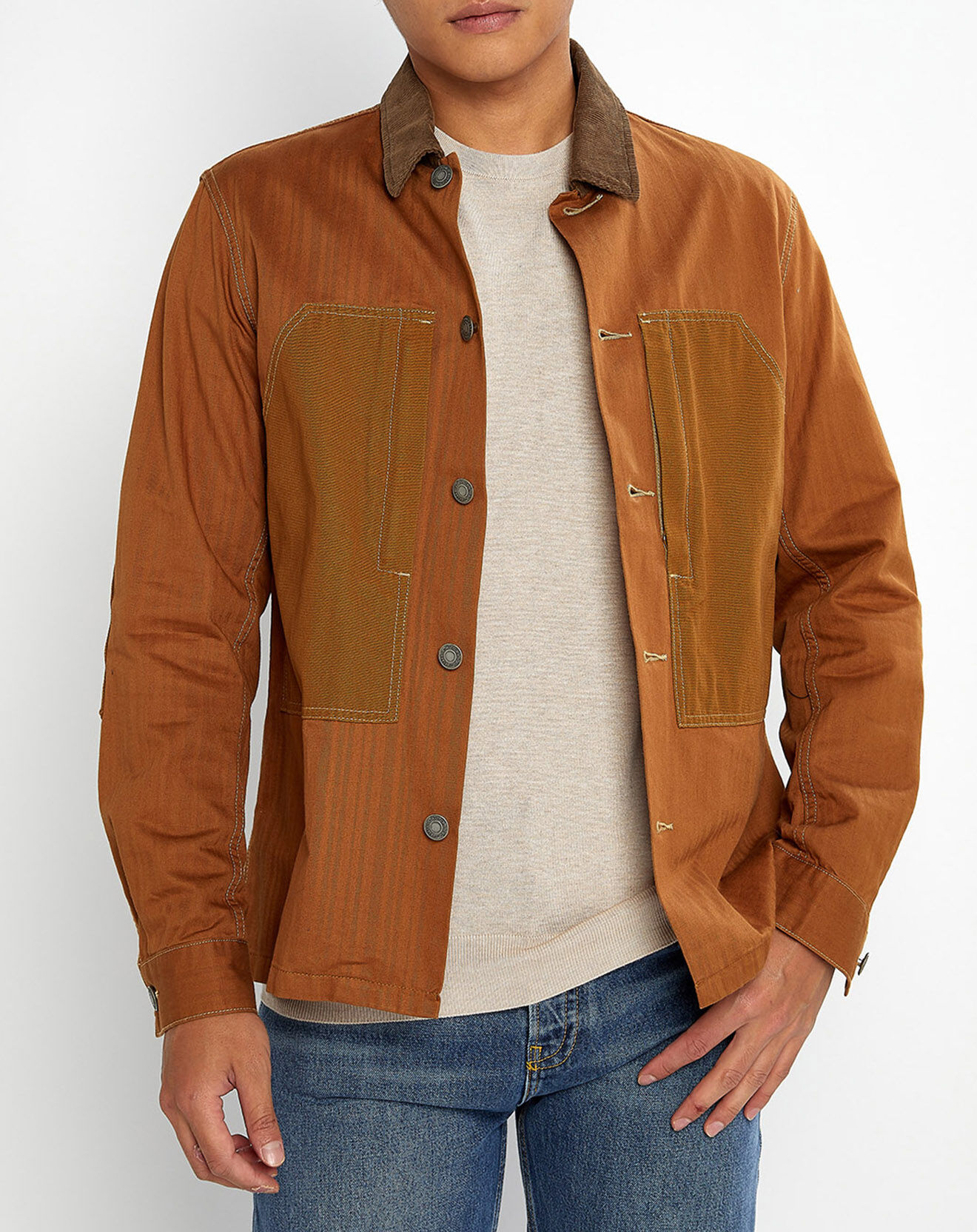 Scotch & Soda Blouson Trucker Empiecement camel