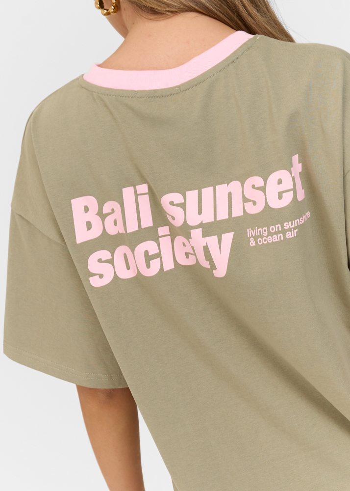 Sunset t-shirt salie groen