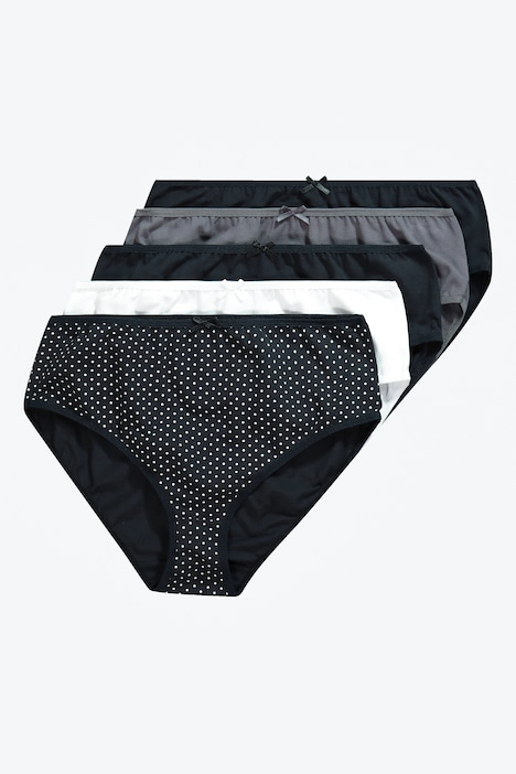 Midislips, 5er-Pack, Punkte/ einfarbig