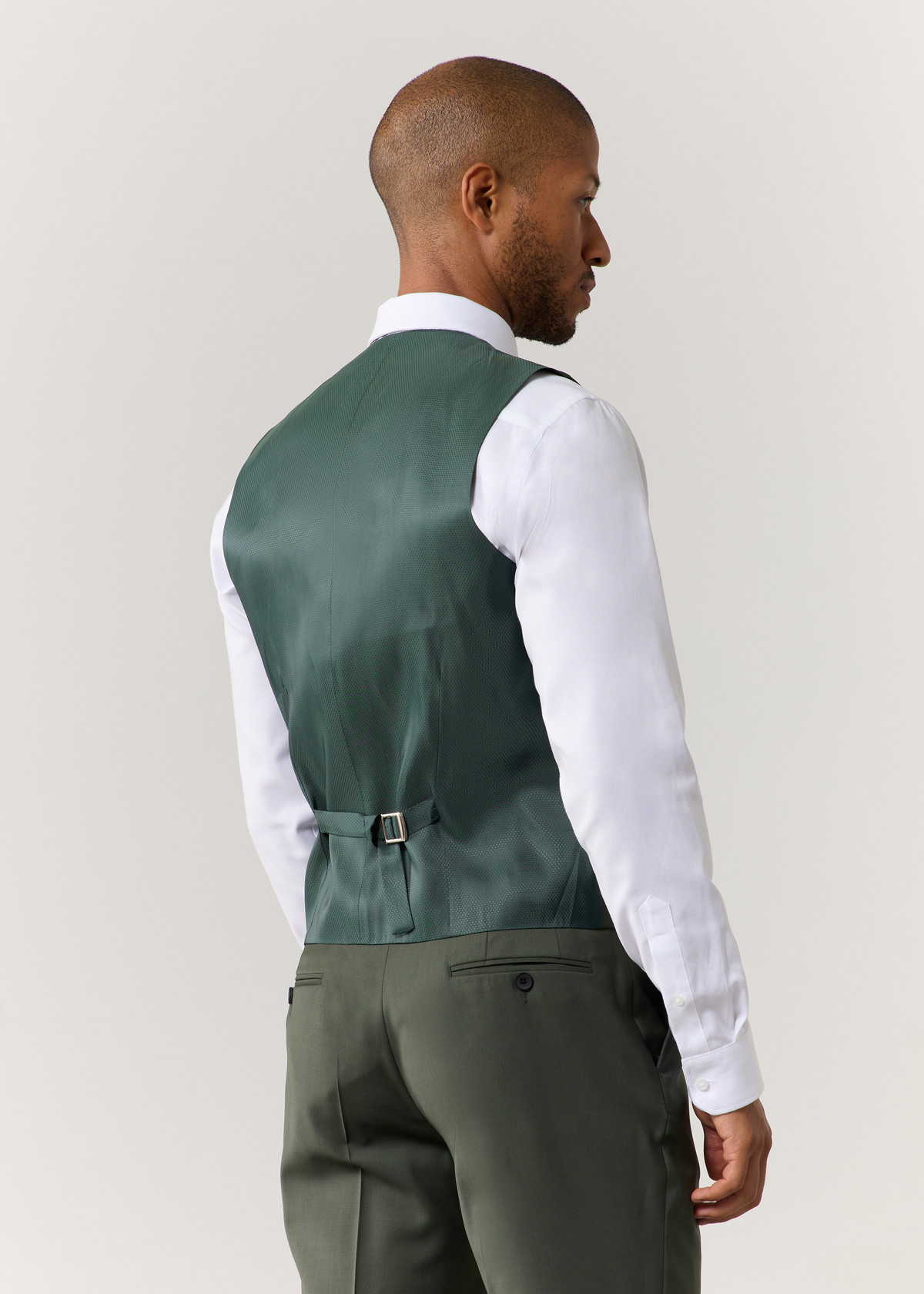 Gilet de costume en laine unie kaki