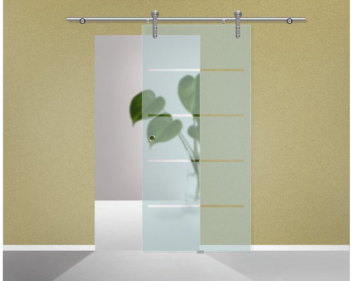 Pertura glazen schuifdeurvleugel Runa 4-streeps design 2043 x 720 x 8 mm rechts voor Tildra beslag