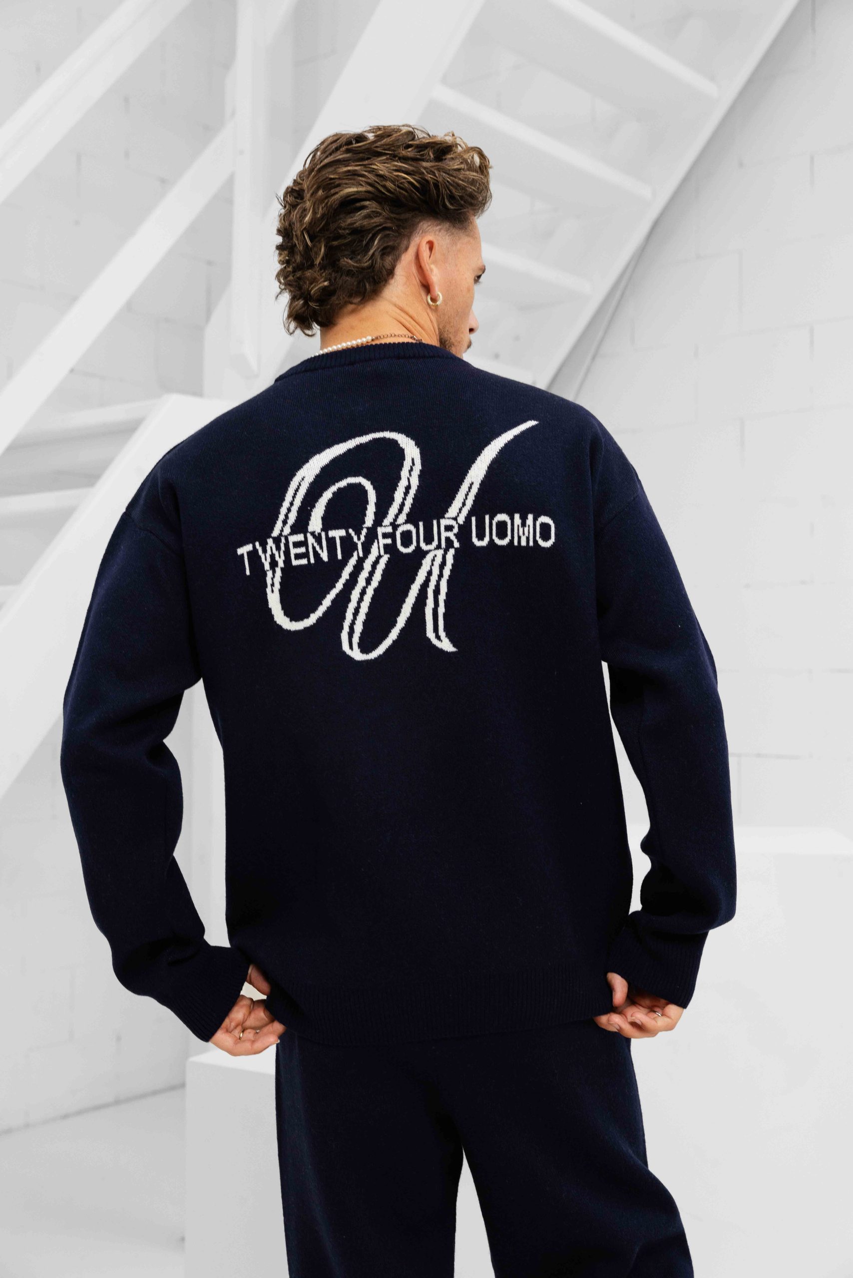 24 Uomo Knitted Trainingspak Heren Navy